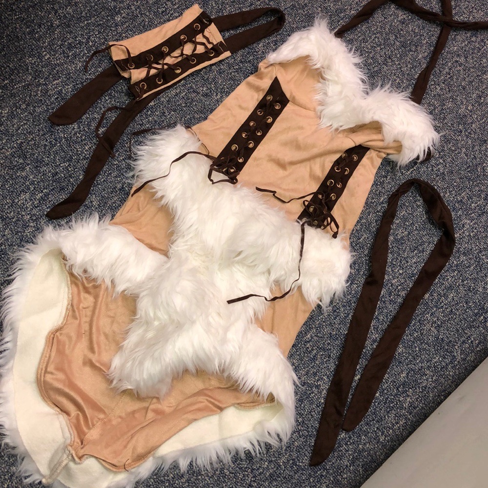 Roma Tan and White Fur-Trimmed Costume